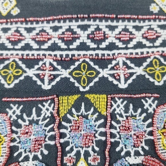 Corey Lynn Calter Mahiri Dress S‎ Black Multicolor Beaded Embroidered Azt… - Picture 6 of 8
